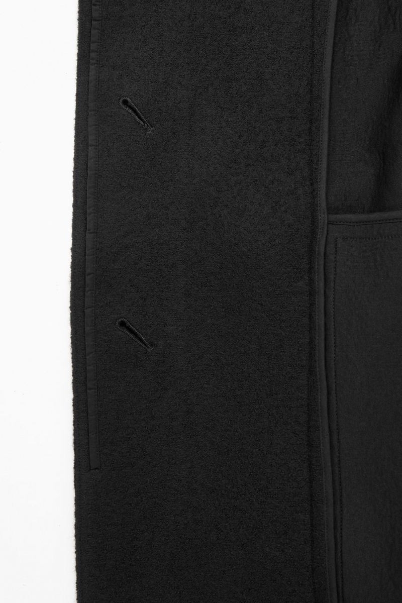 Women's COS Funnel-Neck Boiled-Wool Coats Black NZ-71BWFQORD