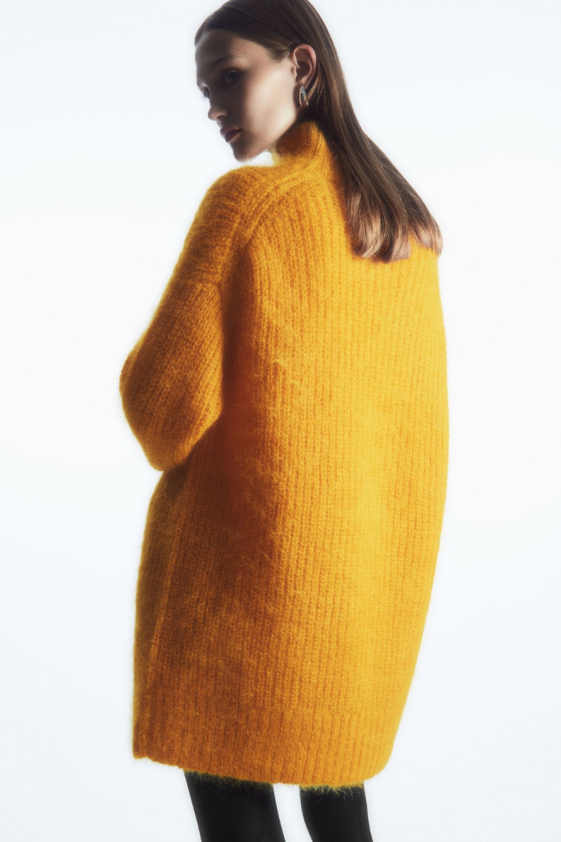 Women's COS Funnel-Neck Mohair Tunic Sweaters Yellow NZ-57GCMNRDS