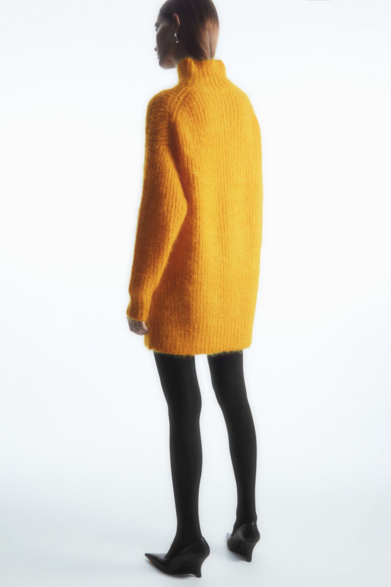 Women's COS Funnel-Neck Mohair Tunic Sweaters Yellow NZ-57GCMNRDS