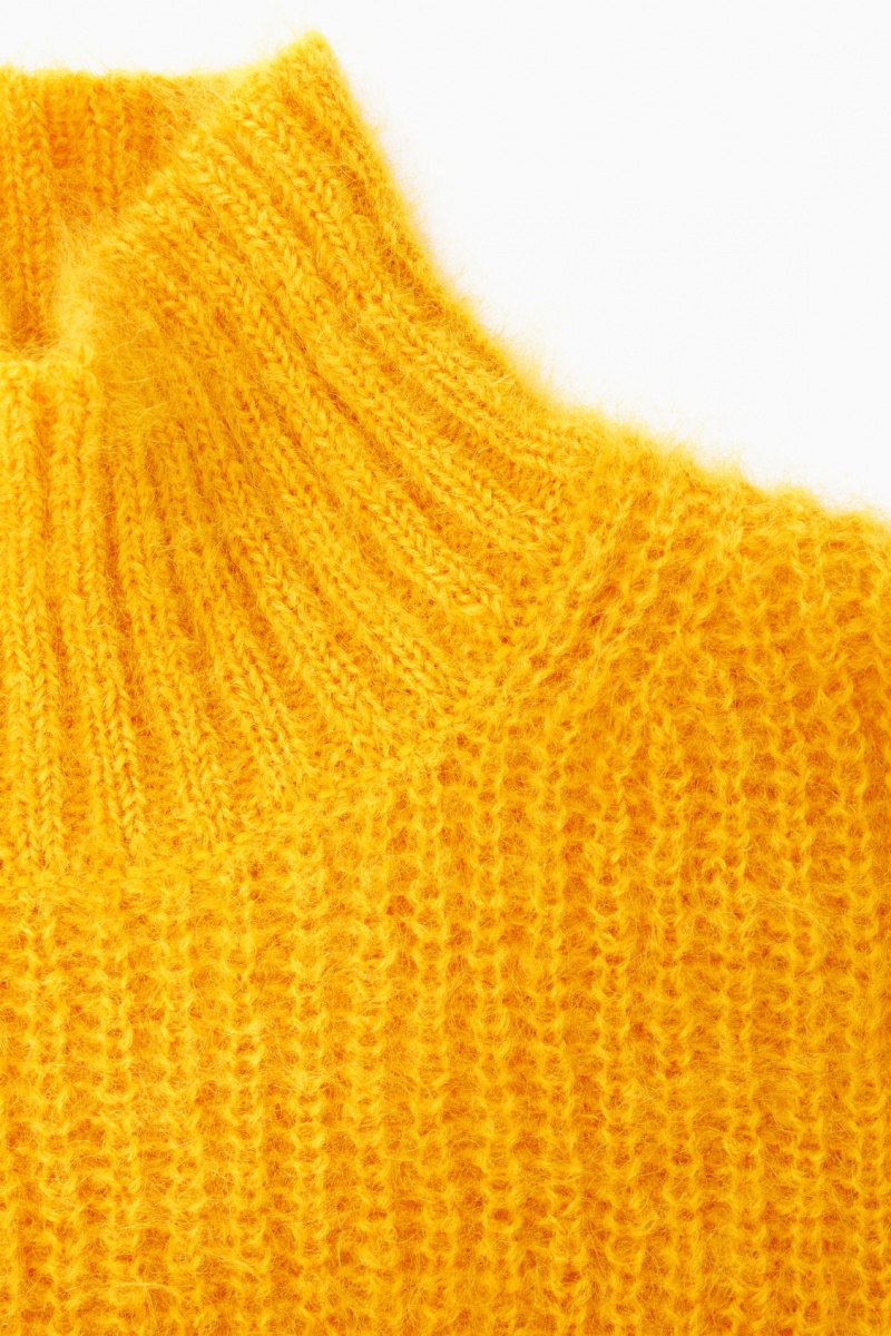Women's COS Funnel-Neck Mohair Tunic Sweaters Yellow NZ-57GCMNRDS