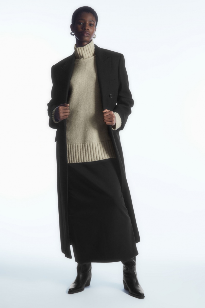 Women's COS Funnel-Neck Pure Cashmere Sweaters Cream NZ-02YSAPJKB