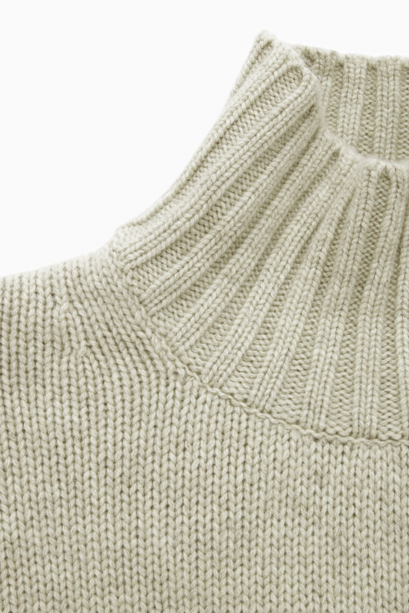 Women's COS Funnel-Neck Pure Cashmere Sweaters Cream NZ-02YSAPJKB