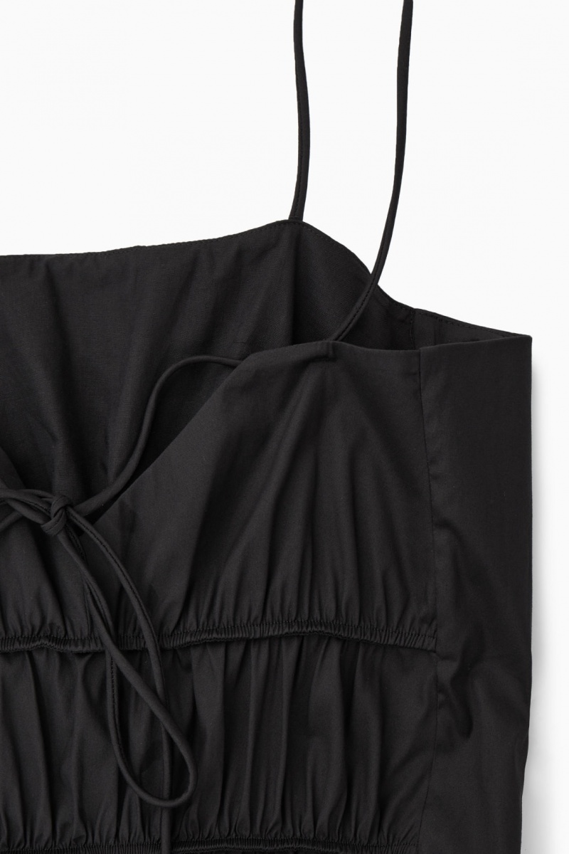 Women's COS Gathered Bustier Midi Dress Black NZ-85UZDREFA
