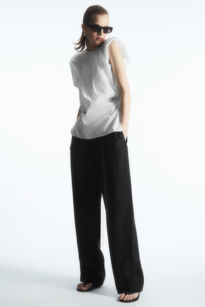 Women's COS Gathered Draped Sleeveless Tops White NZ-74QMJYUIG