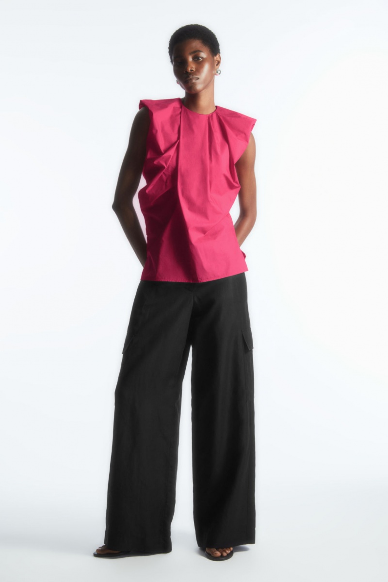 Women's COS Gathered Draped Sleeveless Tops Light Pink NZ-35TIEXJMH