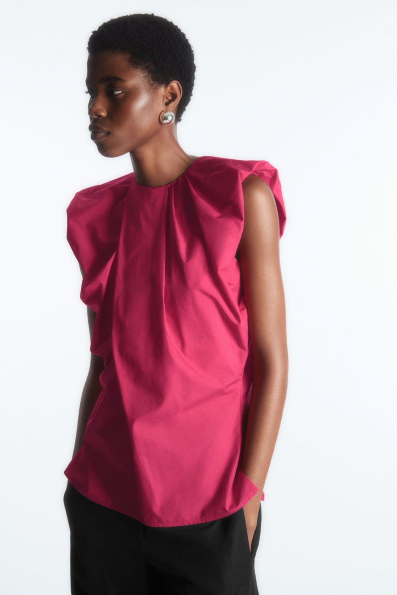 Women's COS Gathered Draped Sleeveless Tops Light Pink NZ-35TIEXJMH
