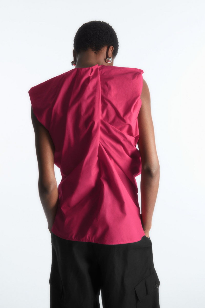 Women\'s COS Gathered Draped Sleeveless Tops Light Pink NZ-35TIEXJMH
