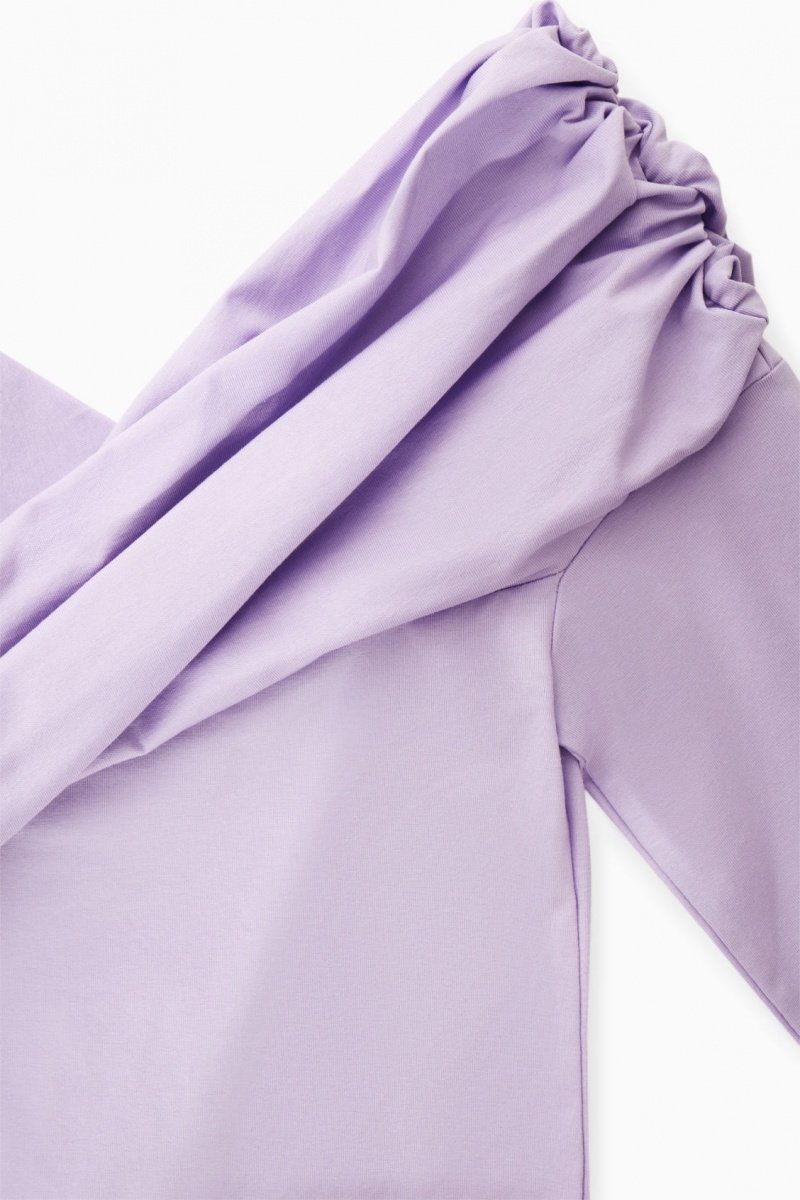 Women's COS Gathered Off-The-Shoulder Asymmetric Tops Light Purple NZ-51CXUTHWE