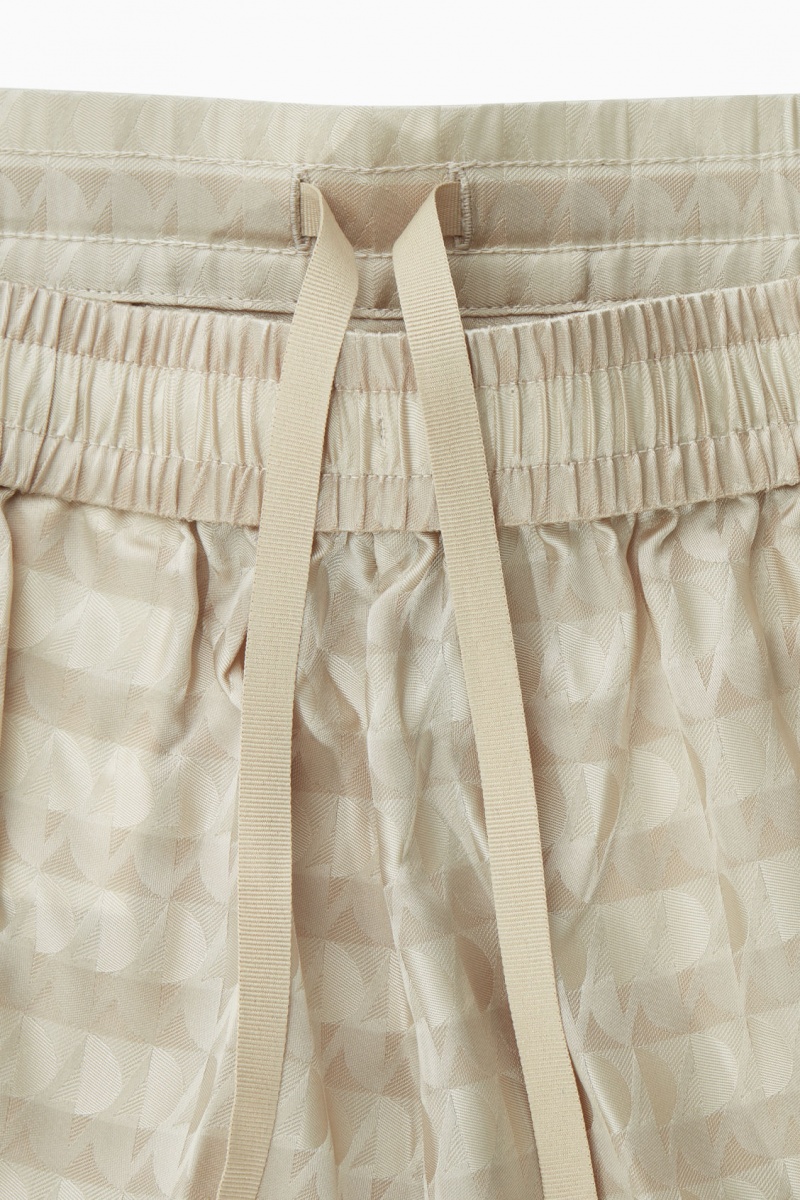 Women's COS Geometric-Jacquard Satin Pants Light Beige NZ-97VBCQDFT
