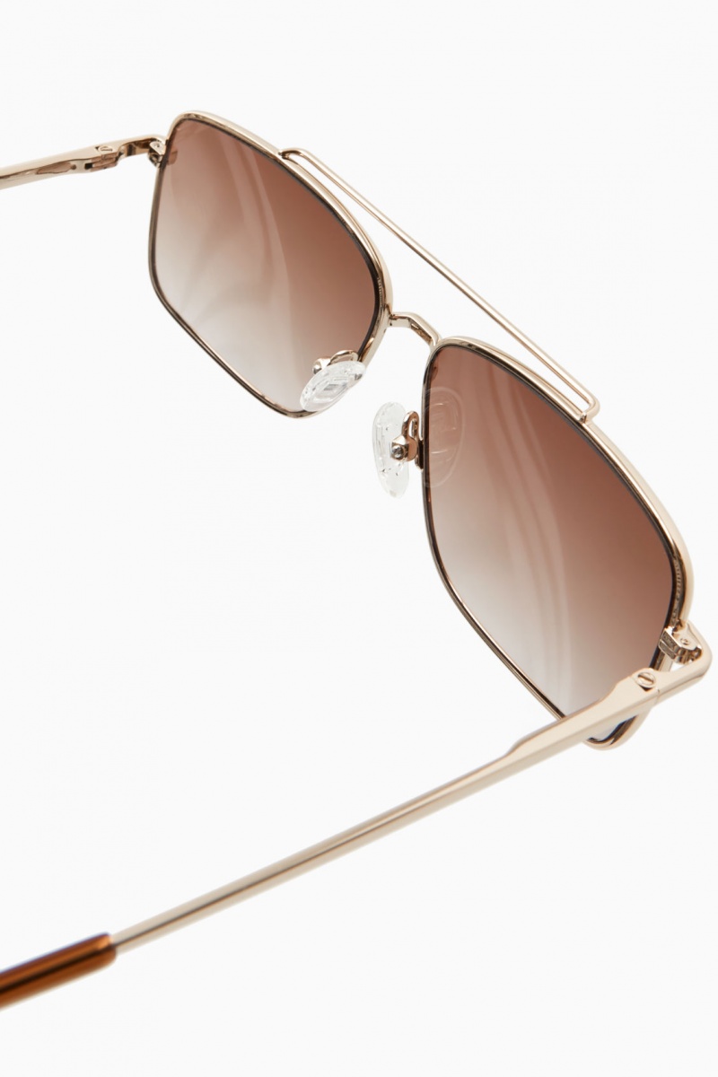 Women's COS Gold-Tone Aviator Sunglasses Gold NZ-85NVDTSZC