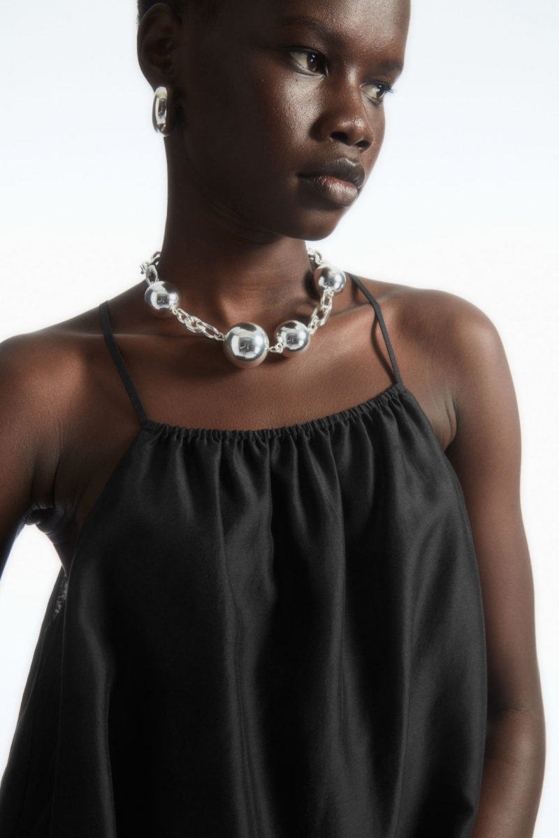 Women's COS Halterneck Tunic-Style Tops Black NZ-57SLMZOYX