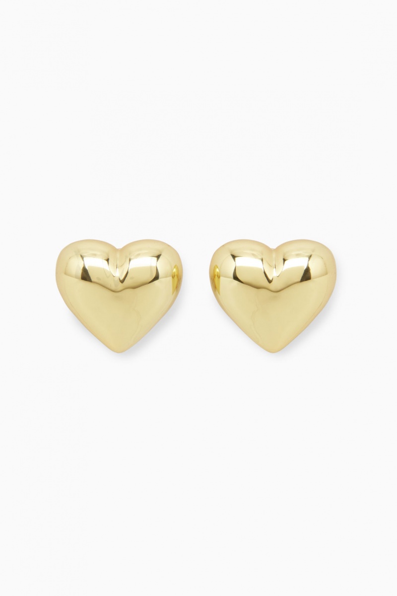 Women's COS Heart Clip-On Earrings Gold NZ-10HQMRPWT