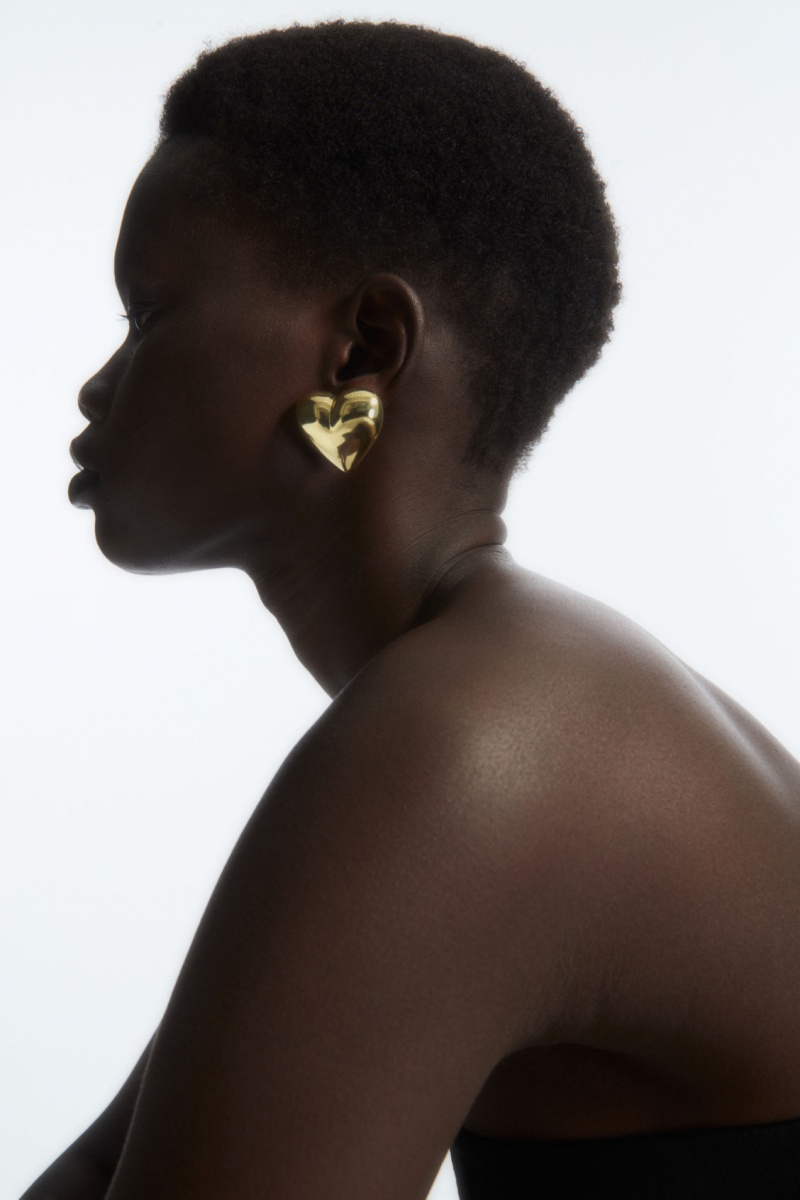Women\'s COS Heart Clip-On Earrings Gold NZ-10HQMRPWT