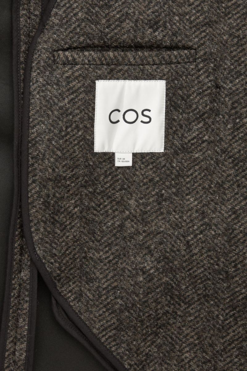 Women's COS Herringbone Pea Coats Khaki Green NZ-67OQVWBZM
