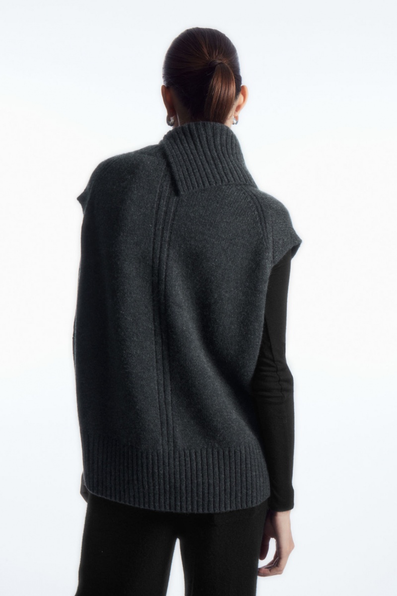 Women's COS High-Neck Pure Cashmere Tank Vest Dark Grey NZ-56EQSOIHR