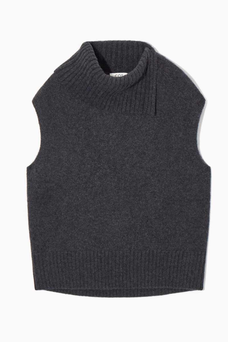 Women's COS High-Neck Pure Cashmere Tank Vest Dark Grey NZ-56EQSOIHR