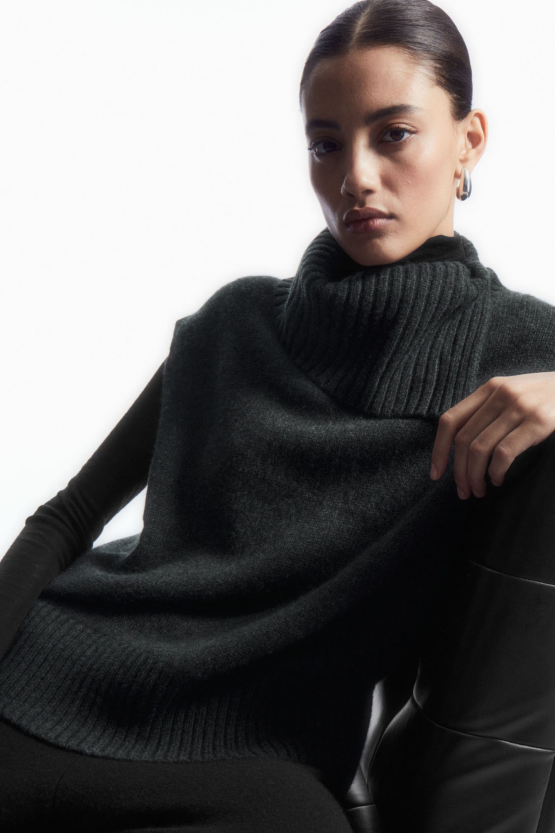 Women\'s COS High-Neck Pure Cashmere Tank Vest Dark Grey NZ-56EQSOIHR