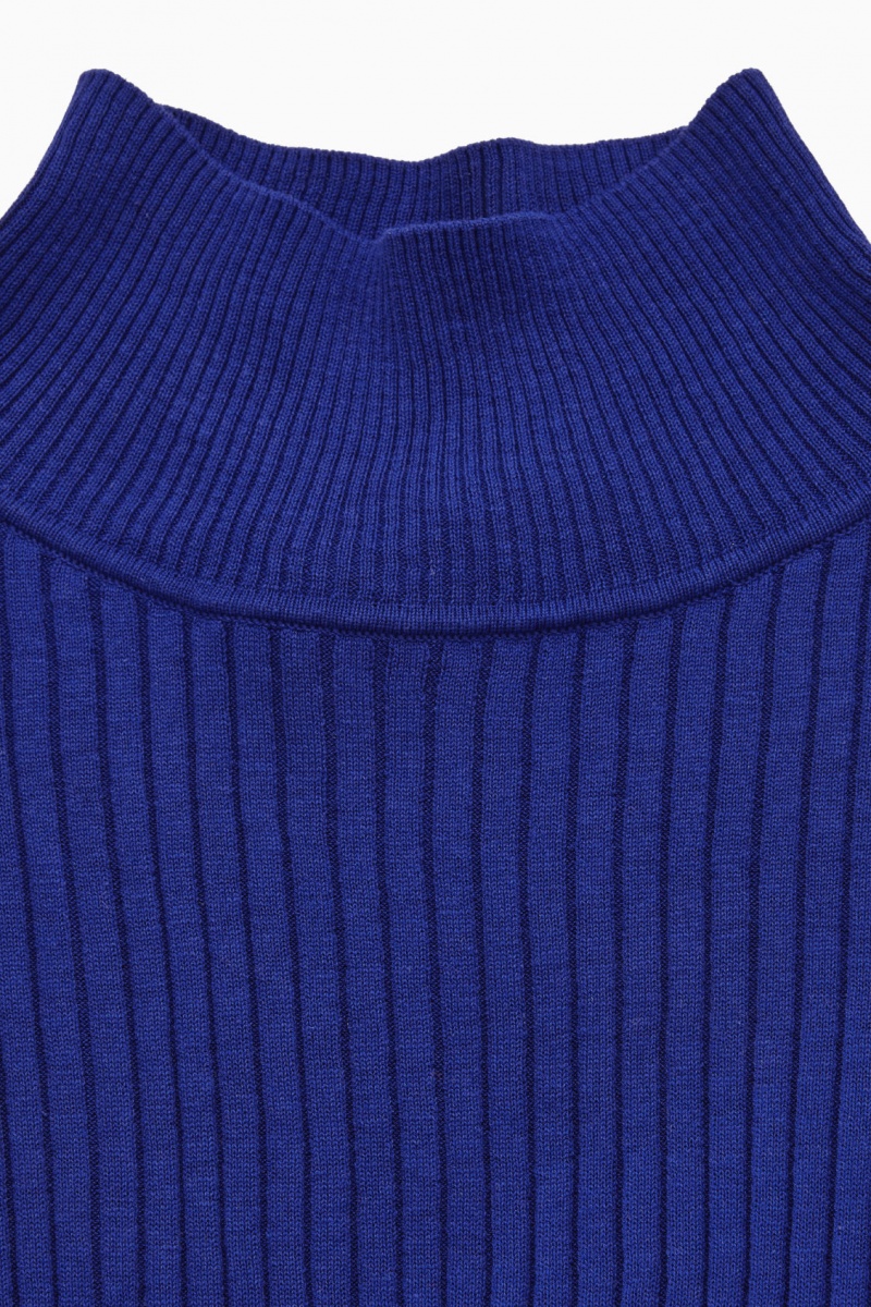 Women's COS High-Neck Ribbed Silk Dress Light Blue NZ-63YFZBRGE