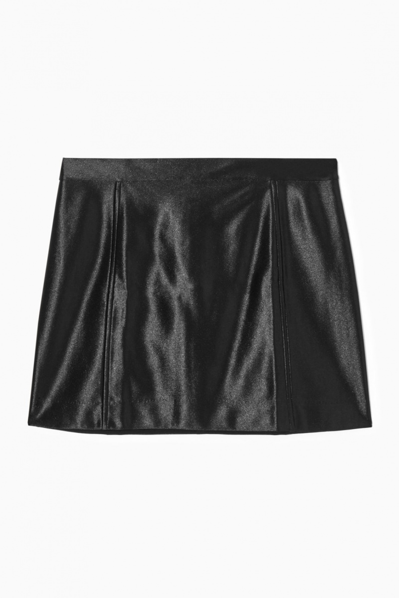 Women's COS High-Shine Satin Mini Skirt Black NZ-63LEKNTHY
