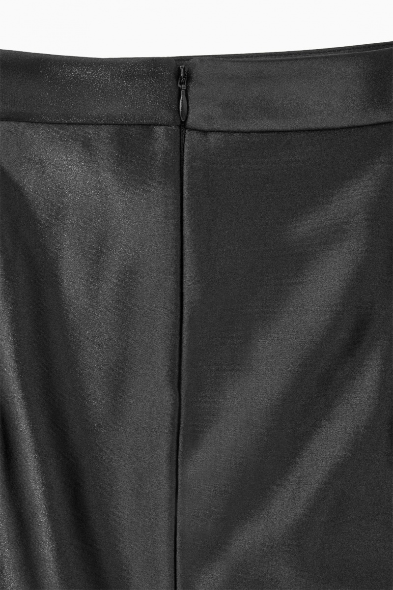 Women's COS High-Shine Satin Mini Skirt Black NZ-63LEKNTHY