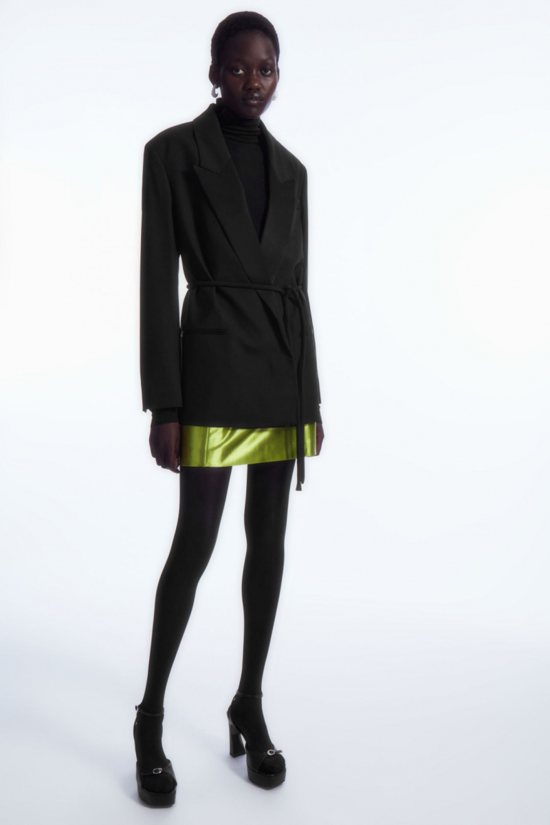 Women's COS High-Shine Satin Mini Skirt Green NZ-84FUMWYEL