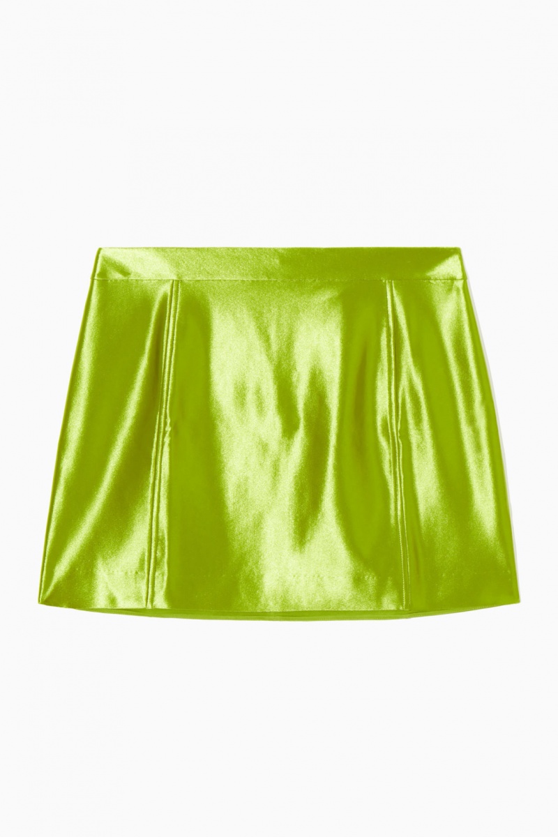 Women's COS High-Shine Satin Mini Skirt Green NZ-84FUMWYEL