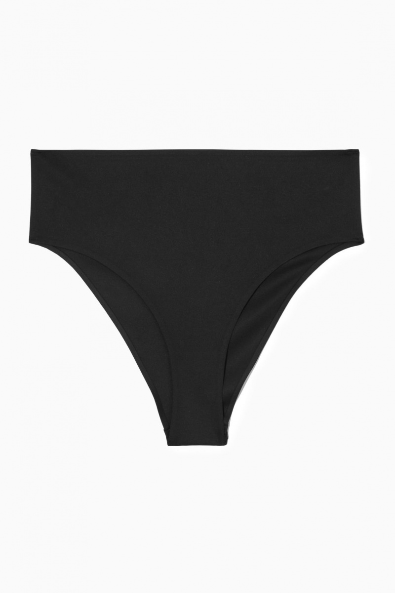 Women's COS High-Waisted Bikini Briefs Swimwear Black NZ-28OEFINRB