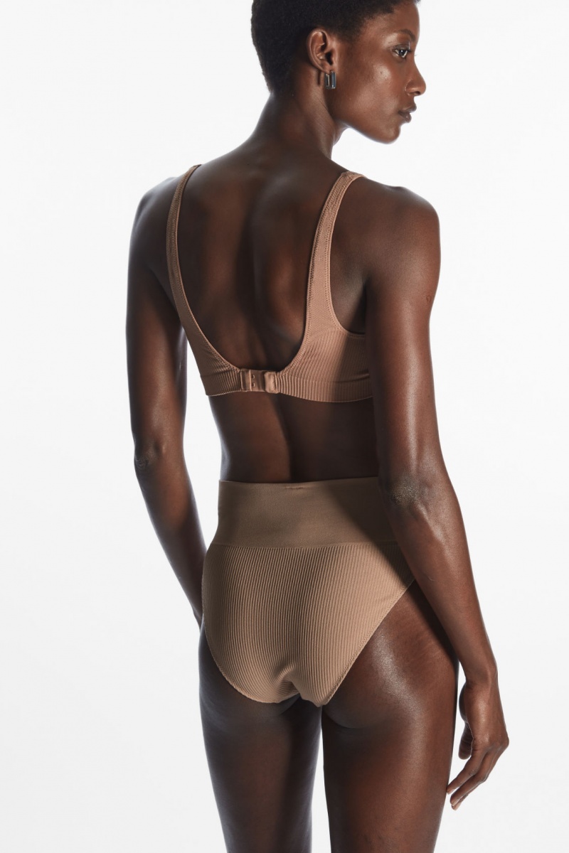 Women's COS High-Waisted Ribbed Briefs Beige NZ-29WHNRCLU