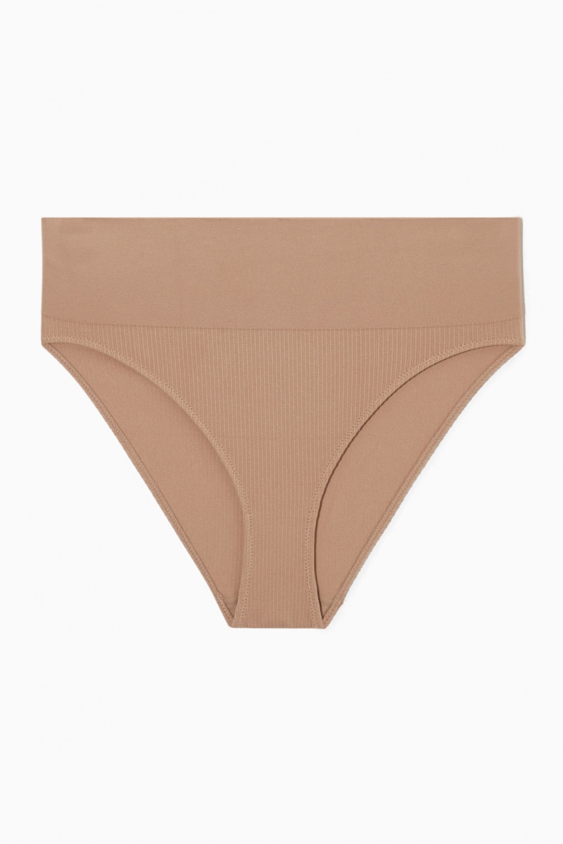 Women's COS High-Waisted Ribbed Briefs Beige NZ-29WHNRCLU
