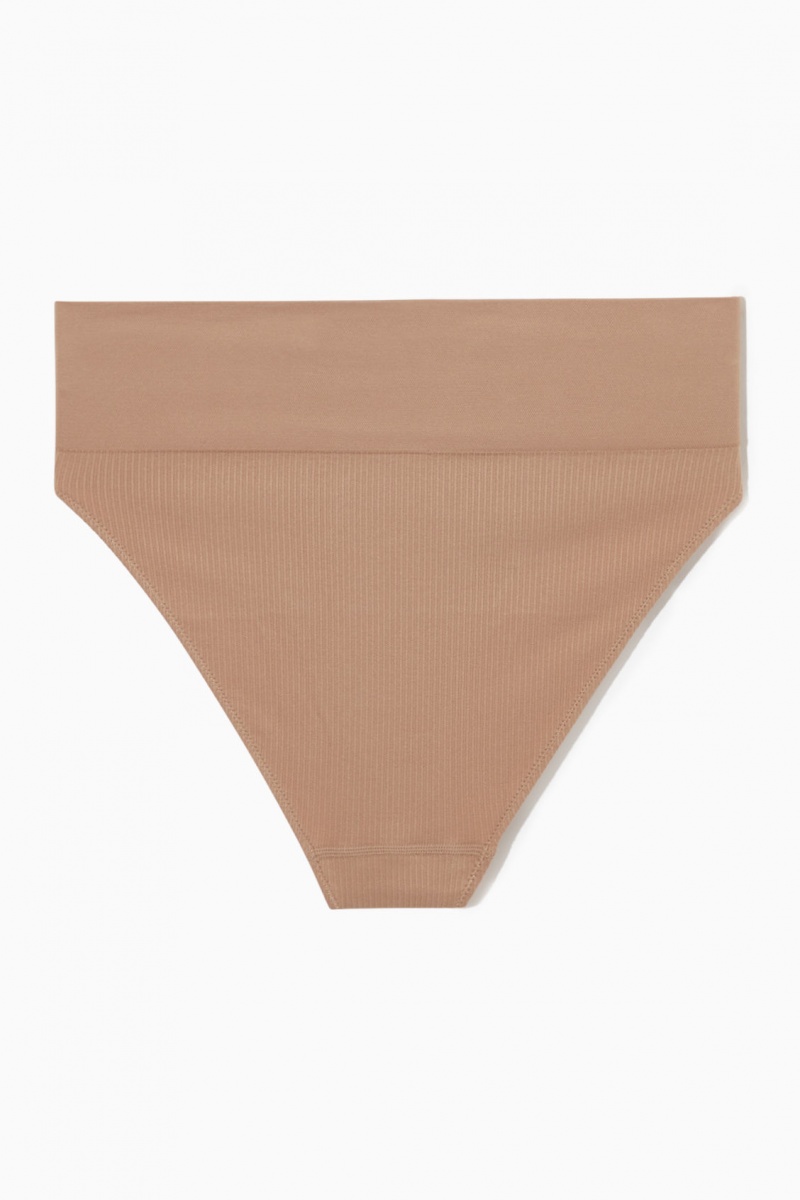 Women's COS High-Waisted Ribbed Briefs Beige NZ-29WHNRCLU