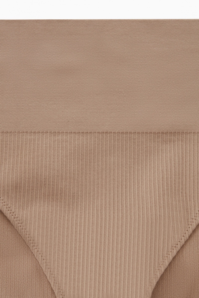 Women's COS High-Waisted Ribbed Briefs Beige NZ-29WHNRCLU