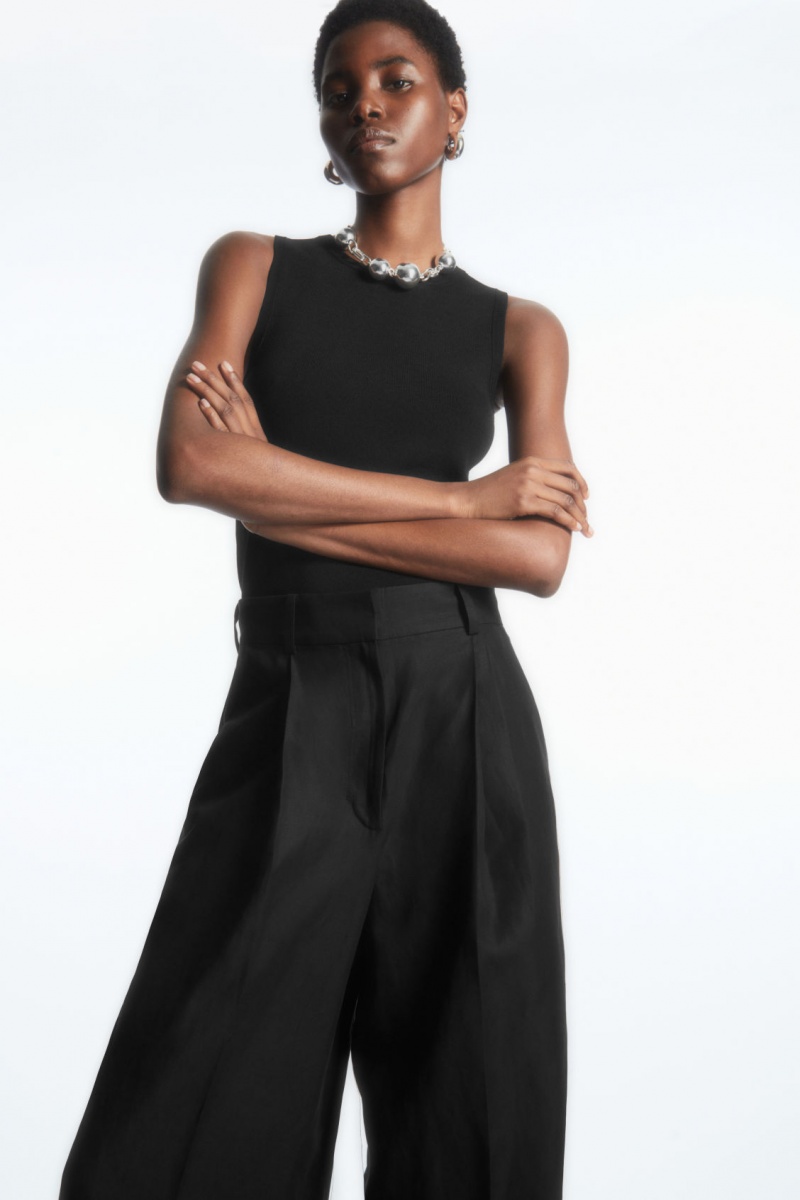 Women's COS High-Waisted Wide-Leg Trousers Black NZ-83KUBQYSJ