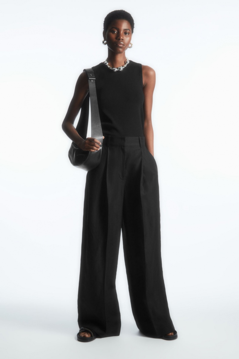 Women\'s COS High-Waisted Wide-Leg Trousers Black NZ-83KUBQYSJ