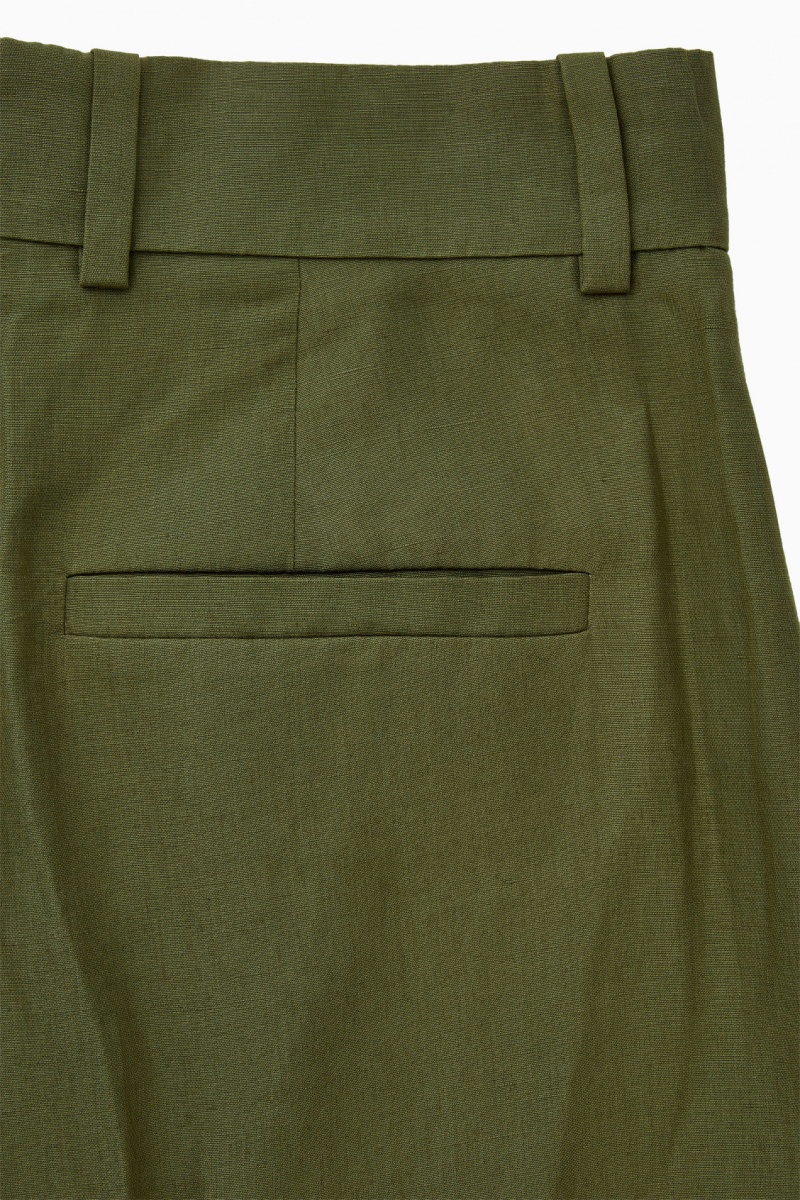 Women's COS High-Waisted Wide-Leg Trousers Dark Khaki NZ-89BEPRHYX