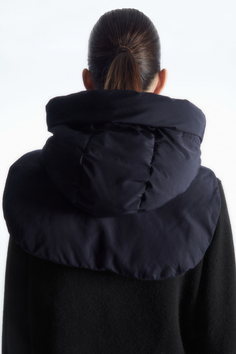 Women's COS Hooded Mock Collar Vest Navy NZ-18EMOVTQB
