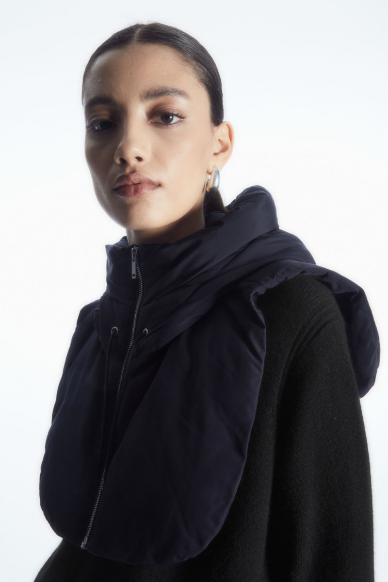 Women's COS Hooded Mock Collar Vest Navy NZ-18EMOVTQB