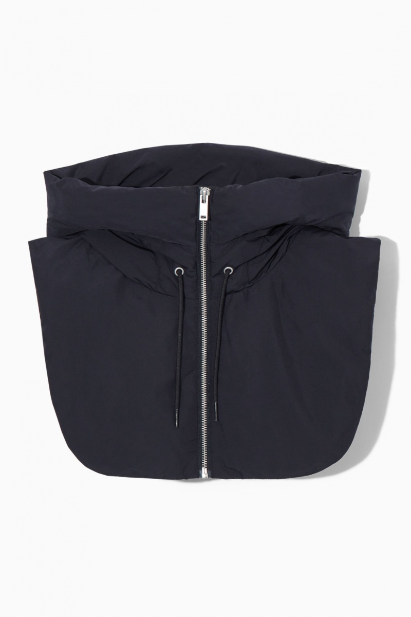 Women's COS Hooded Mock Collar Vest Navy NZ-18EMOVTQB
