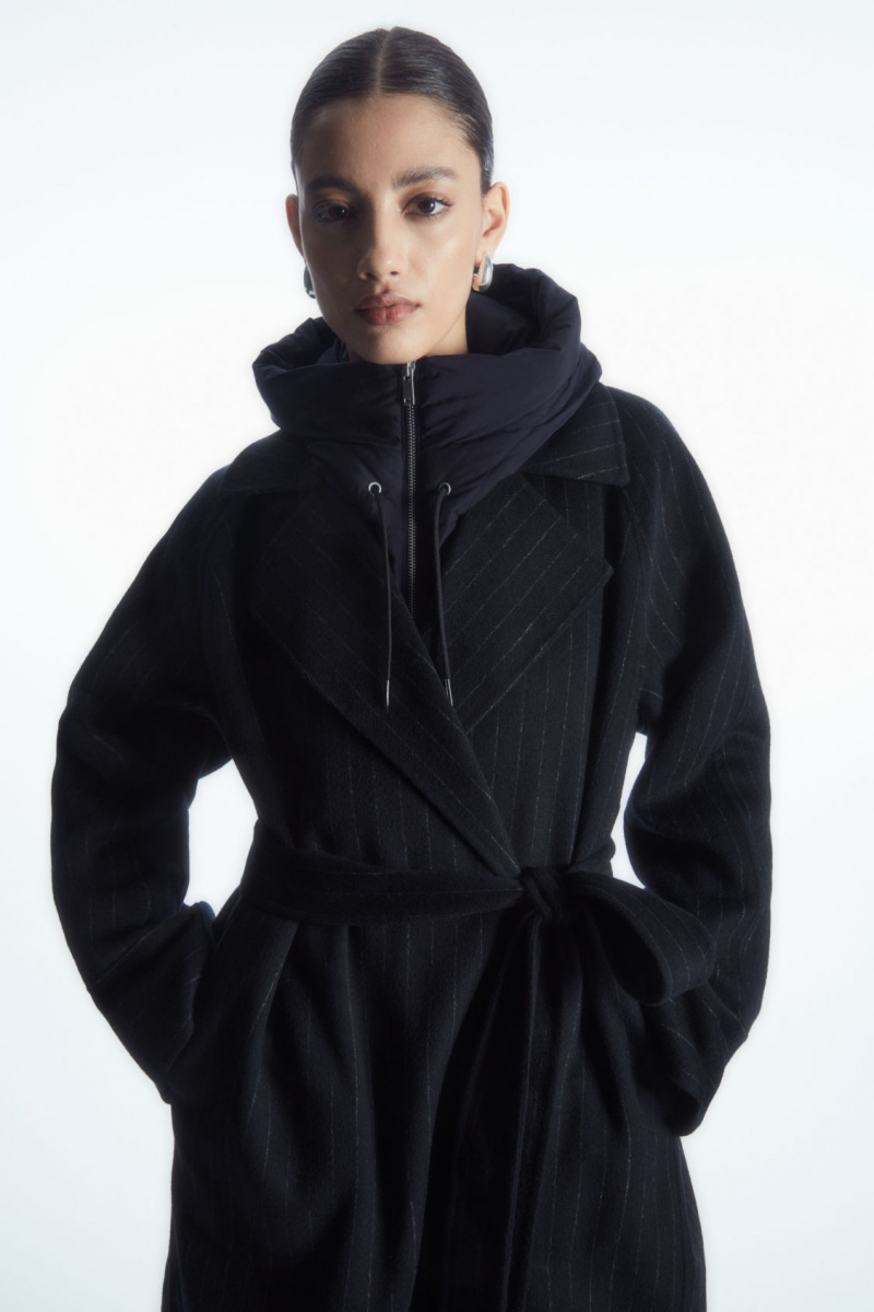Women\'s COS Hooded Mock Collar Vest Navy NZ-18EMOVTQB