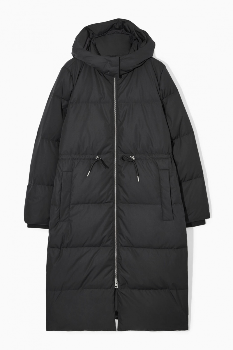 Women\'s COS Hooded Recycled Down Puffer Coats Black NZ-63NQGBTLD