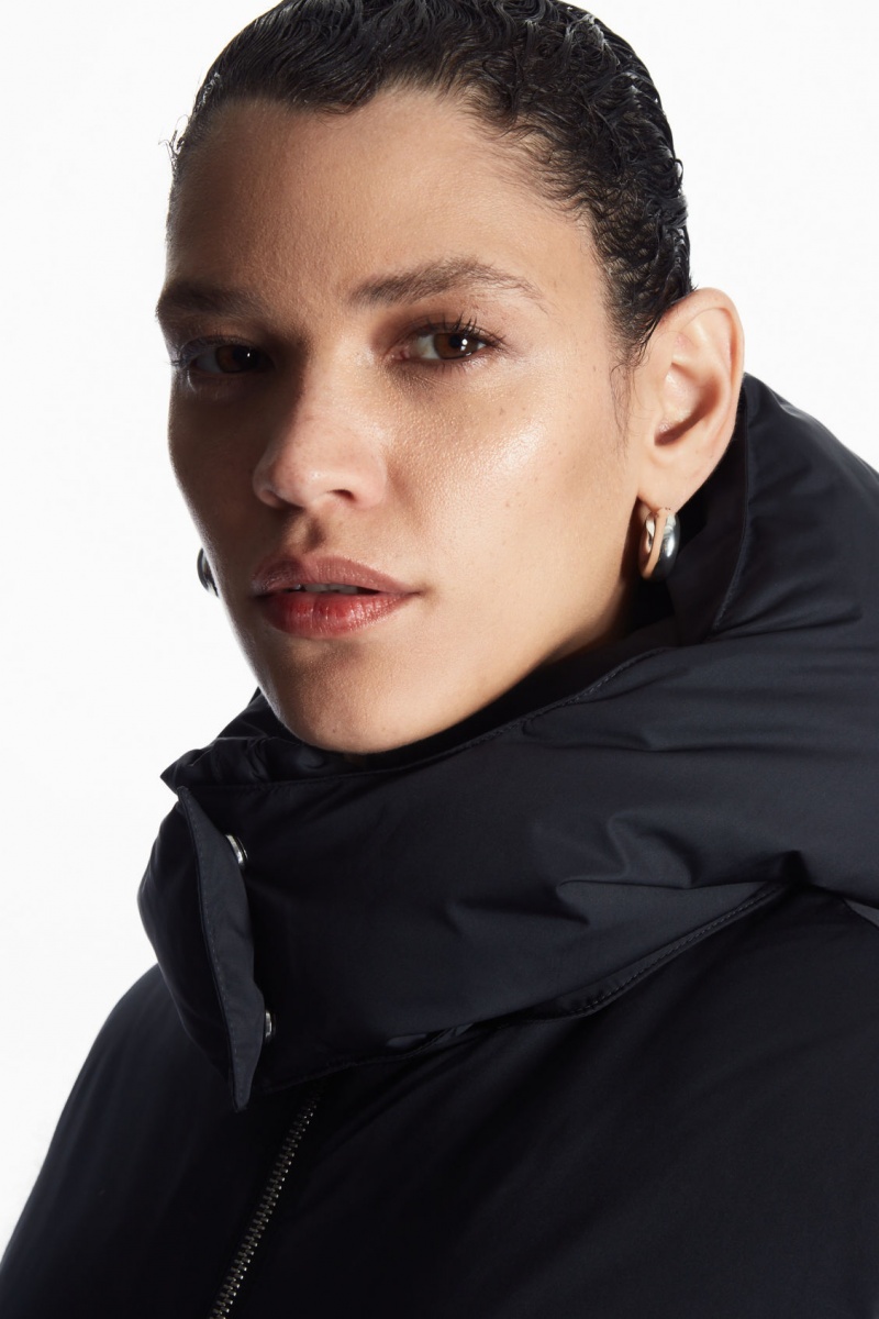 Women's COS Hooded Sleeveless Puffer Jackets Navy NZ-95XGONSVD