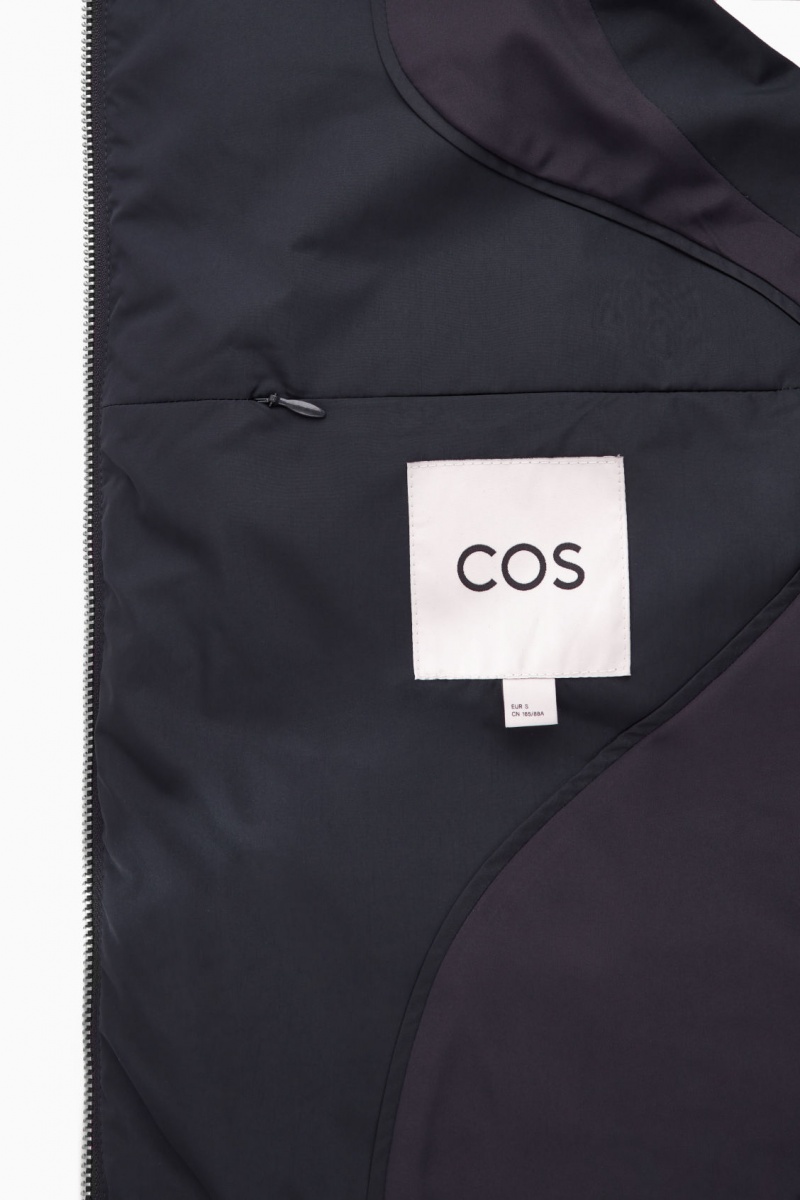 Women's COS Hooded Sleeveless Puffer Jackets Navy NZ-95XGONSVD