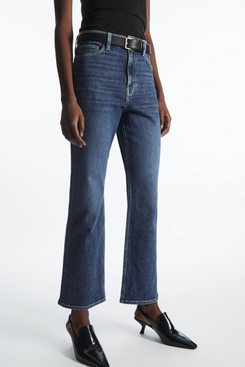Women's COS Kick-Flare Ankle-Length Jeans Dark Blue NZ-87MFYCPHK