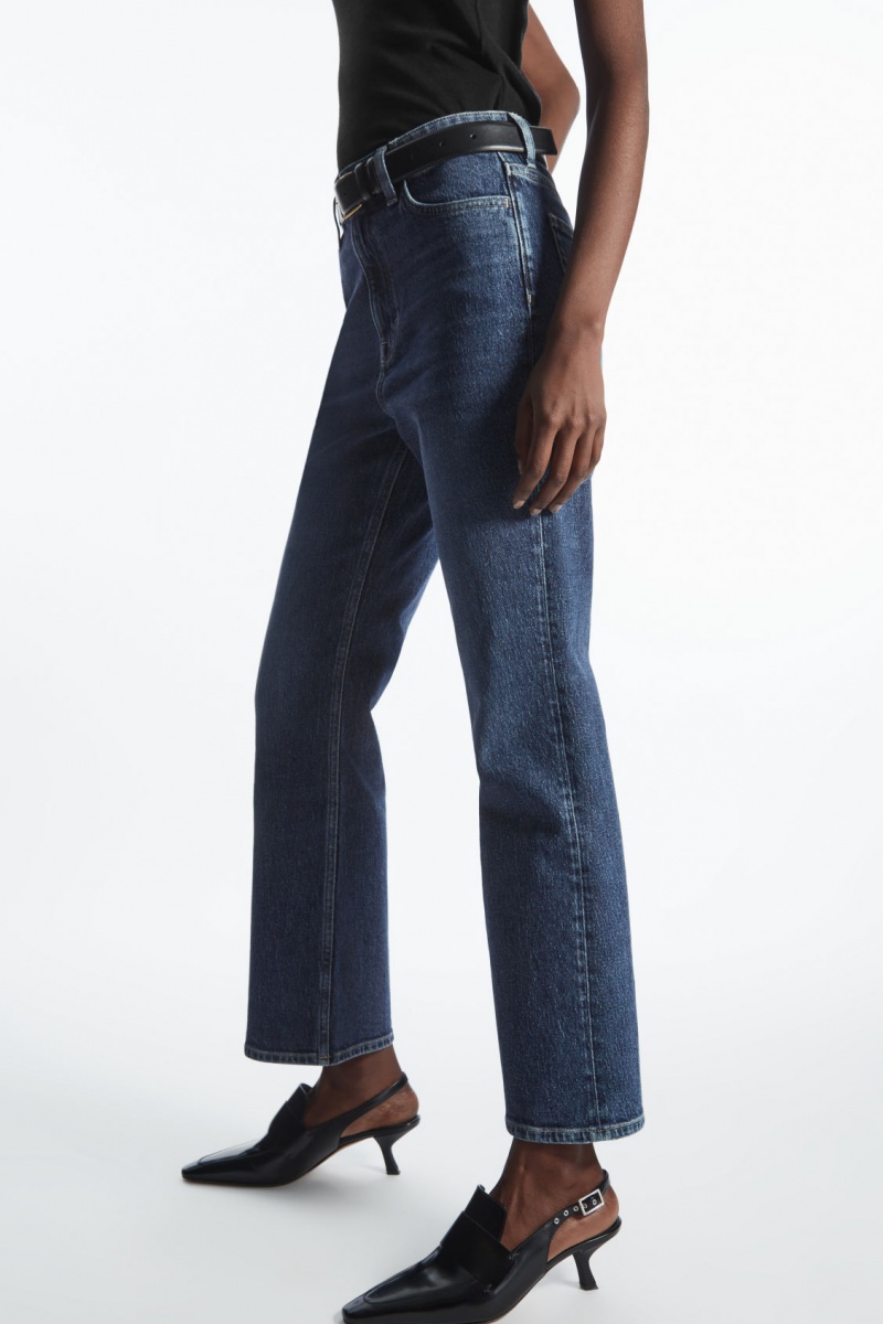 Women's COS Kick-Flare Ankle-Length Jeans Dark Blue NZ-87MFYCPHK