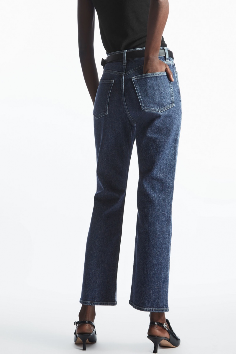 Women's COS Kick-Flare Ankle-Length Jeans Dark Blue NZ-87MFYCPHK