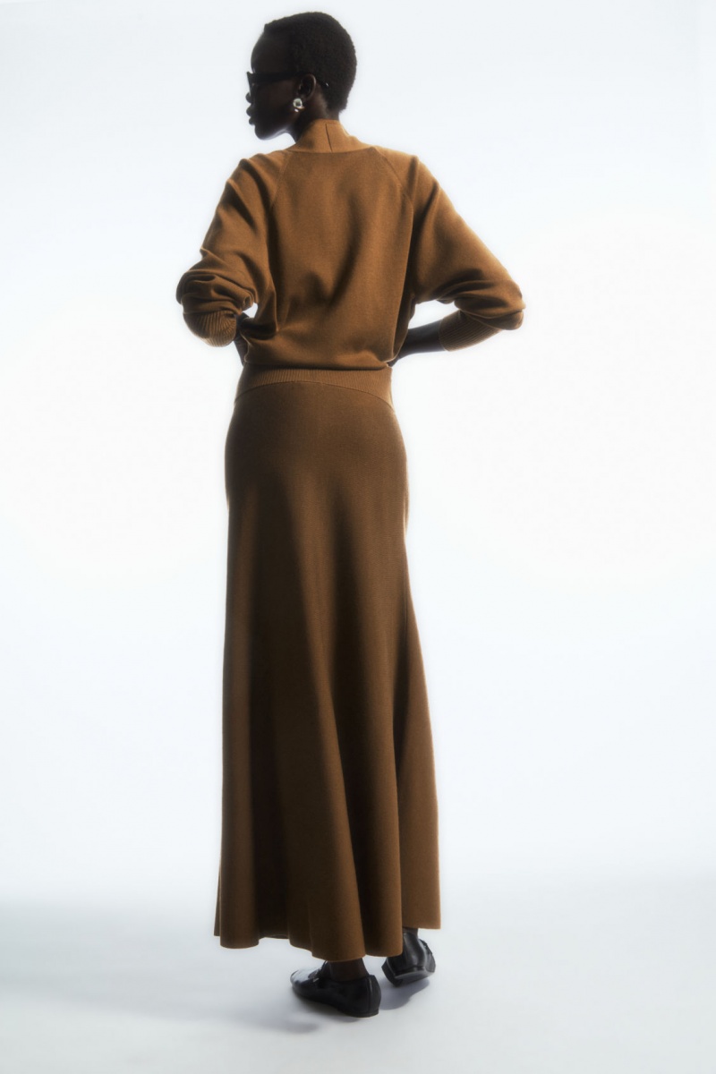 Women's COS Knitted Midi Skirt Brown NZ-69RBESDOV