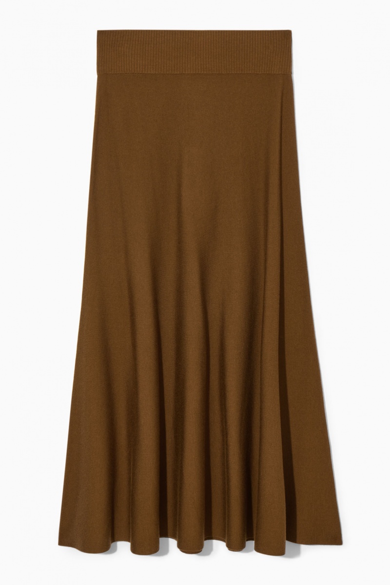 Women's COS Knitted Midi Skirt Brown NZ-69RBESDOV