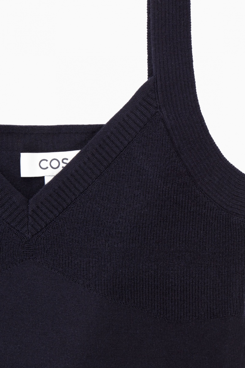 Women's COS Knitted V-Neck Bralette Bras Navy NZ-89FNYSPCR