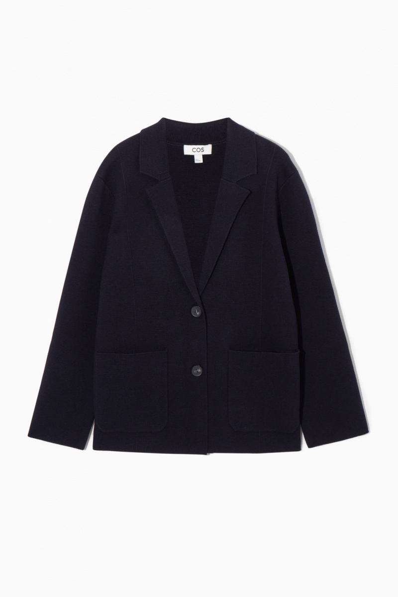Women's COS Knitted Wool Blazer Navy NZ-23UARPBNX