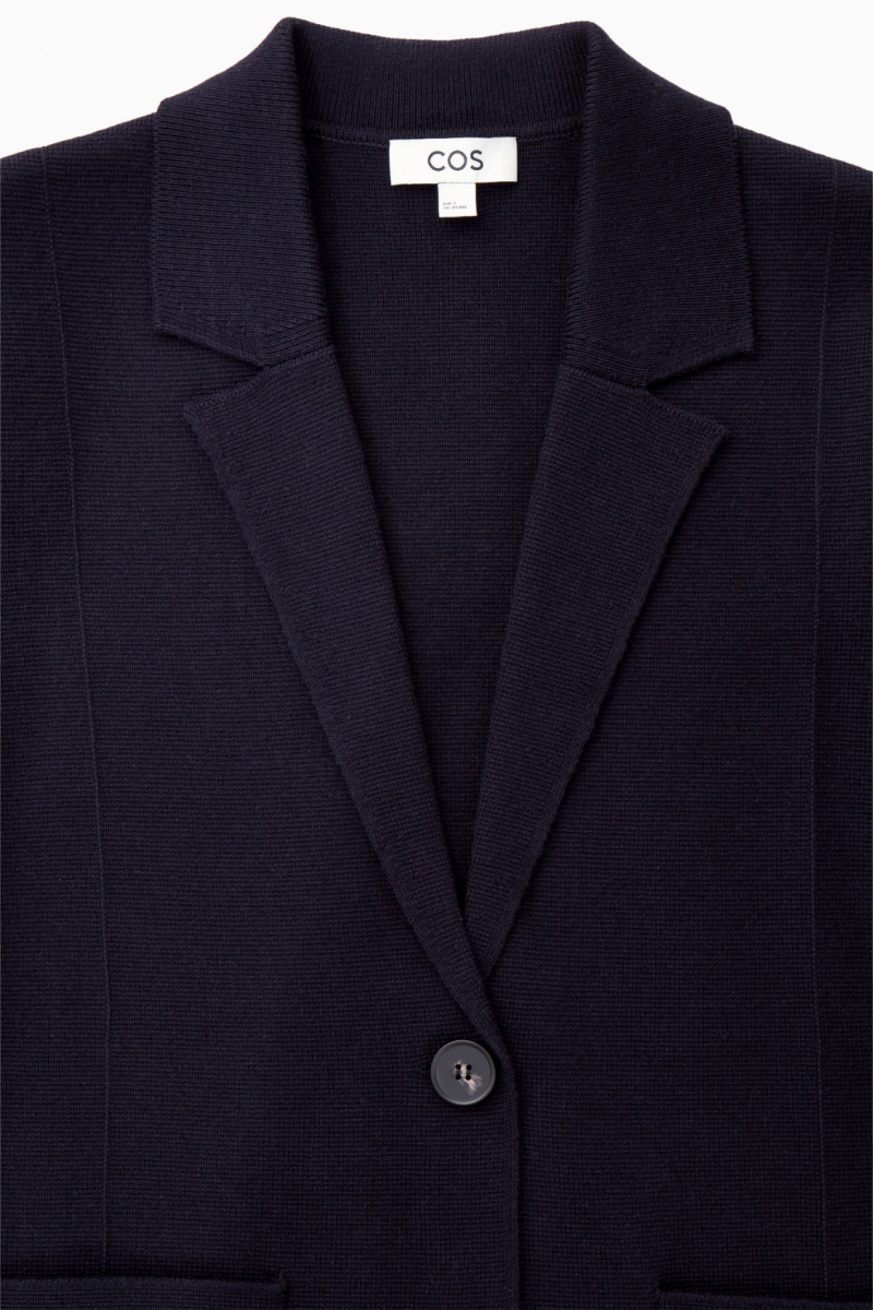 Women's COS Knitted Wool Blazer Navy NZ-23UARPBNX