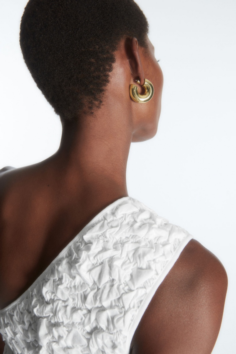 Women's COS Large Chunky Hoop Earrings Gold NZ-82NLJXITE